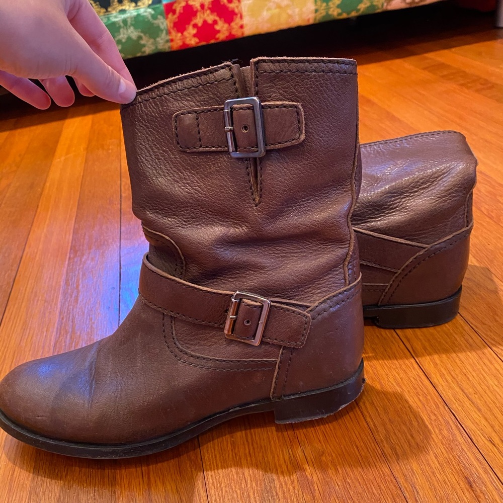 Prada Flat Double-Buckle Moto Boot in Dark Brown - Picture 4 of 8
